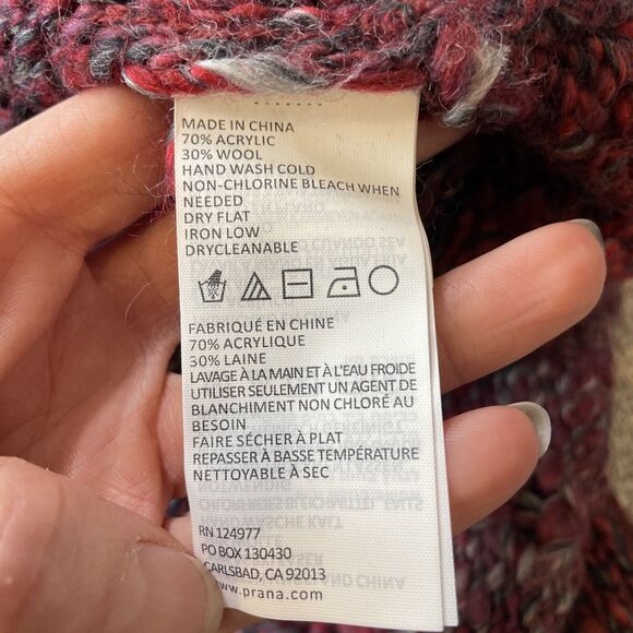 Prana Chunky Wrap Open Front Circle Cardigan Sweater Wool Blend Burgundy Small - Picture 8 of 10